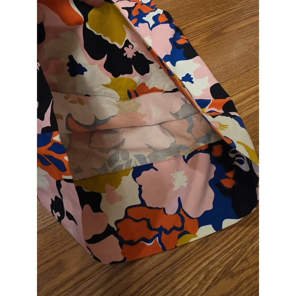 Anthropologie‎ Whit Two Dress Womens SZ 0 Petal Print Cross-back Midi Shift EUC